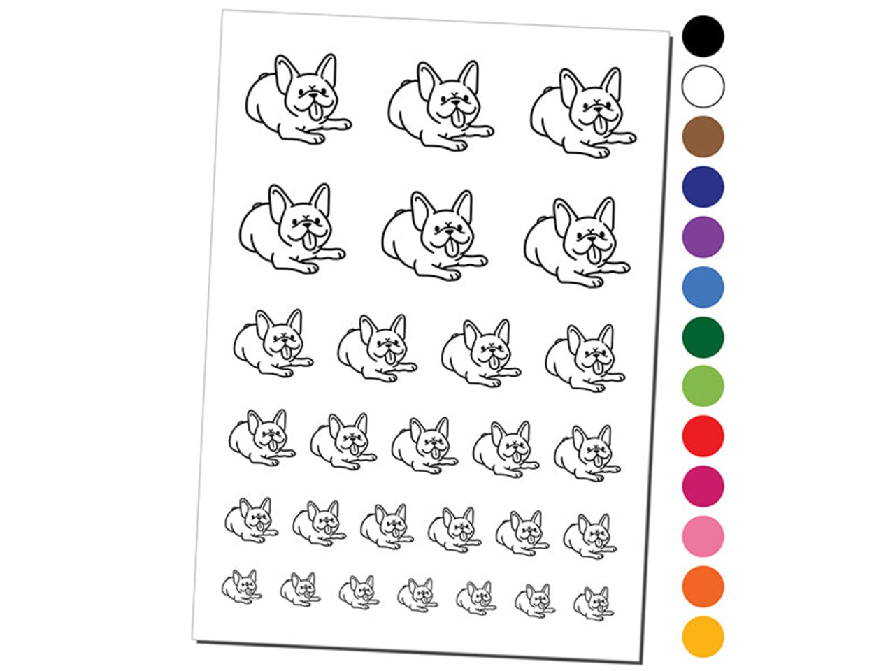 Frenchie Laying Down French Bulldog Dog Temporary Tattoo Water Resistant Fake Body Art Set Collection